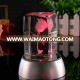 Exquisite Wedding Gift 3D Laser Engraving Flower Crystal Block with LED Base