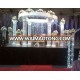 Custom-made big white wedding mandap backdrop with crystal hanging