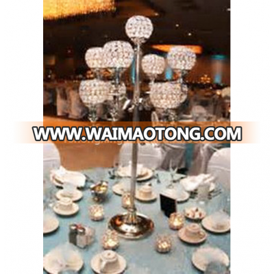 hot sale customized elegant 9 arms crystal candelabra centepiece for weddings